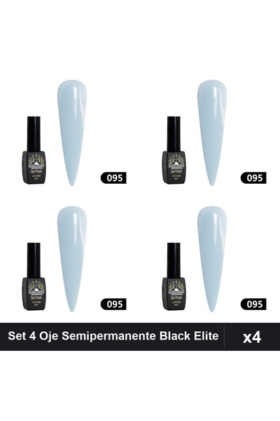 global fashion Set 4 Oje Semipermanente Black Elite 8ml, Manichiura UV/LED Pr...