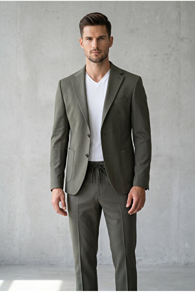AtlasGiyim Men's Slimfit Suit with Pocketed Jogger Pants