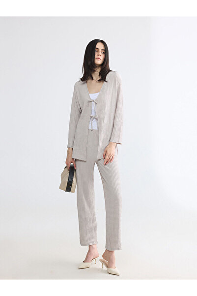 LC Waikiki Nevavm Textured Women's Trousers with Elastic Waist