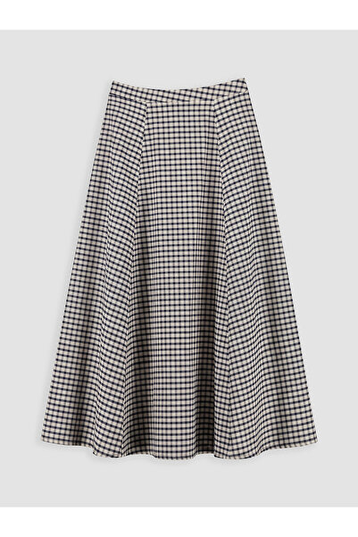 LC Waikiki Nevavm Farklı Color Combination Zippered Plaid Flared Skirt