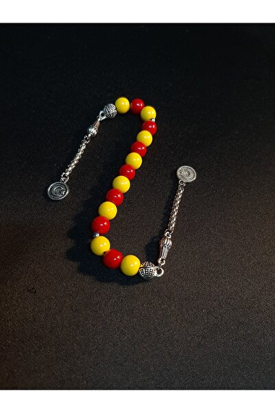 MRYart Yellow Red Glass Beads Tara Fan Zaza Prayer Beads