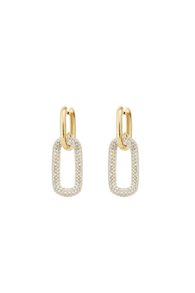 Lisa&Co. Cercei Argint Shiny Links Argint placat cu aur galben / Zircon / Alb