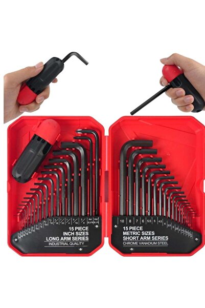 LOOPITYS 35 piece set of metric and standard hex wrenches, chrome vanadium st...