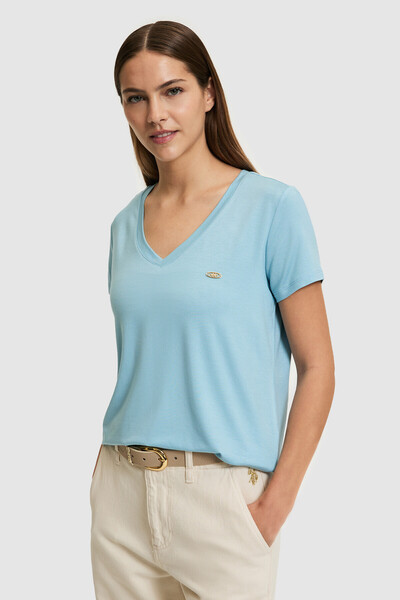 U.S. Polo Assn. Women's Blue Basic T-Shirt 50321833-Vr036
