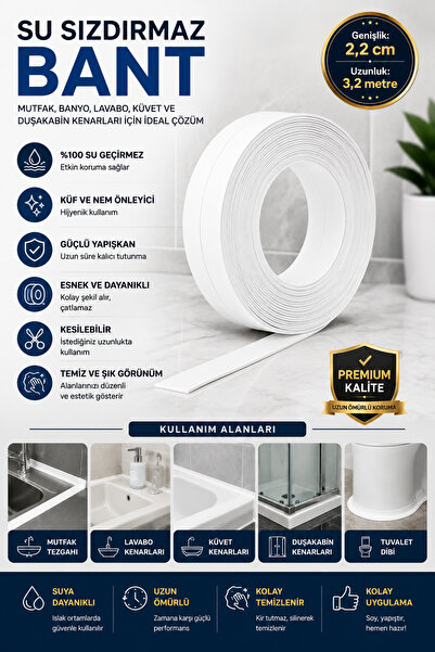 Single Su Geçirmez Kendinden Yapışkanlı Akıllı Küvet Lavabo Klozet Banyo Mutf...