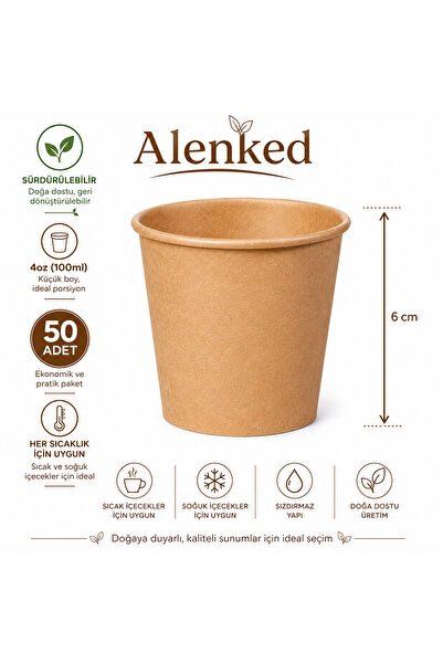 alenked Kraft 4oz Paper Cups 50 Pieces