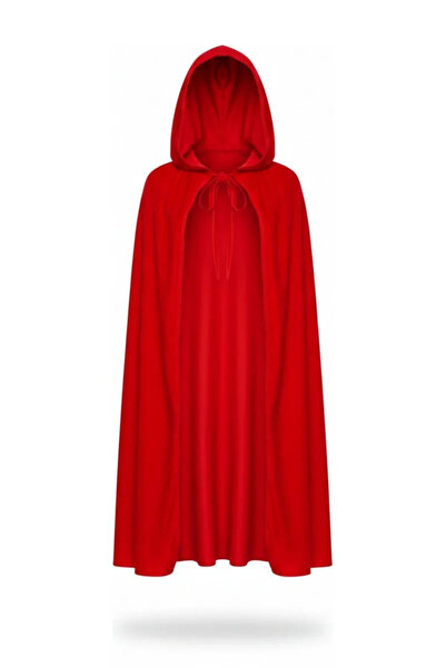 ReilaCos Pelerina Vrăjitoare Roșie cu Glugă 120 Cm - Costum de Halloween și A...