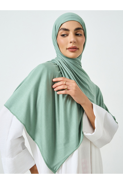 Take Two By Styli Green Solid Knit Stretch Hijab