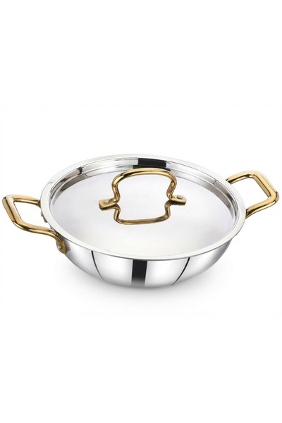 Seagull Tri-Ply Stainless Steel Kadai with Lid 22Cm | Induction Bottom | Stee...