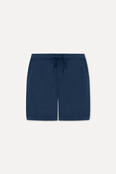 Mudo Erkek Lacivert Seersucker Straight Fit Şort