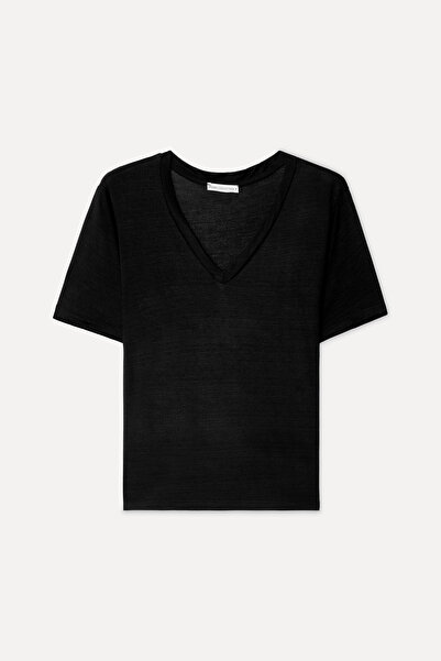 Mudo Women's Black V-Neck Modal T-Shirt