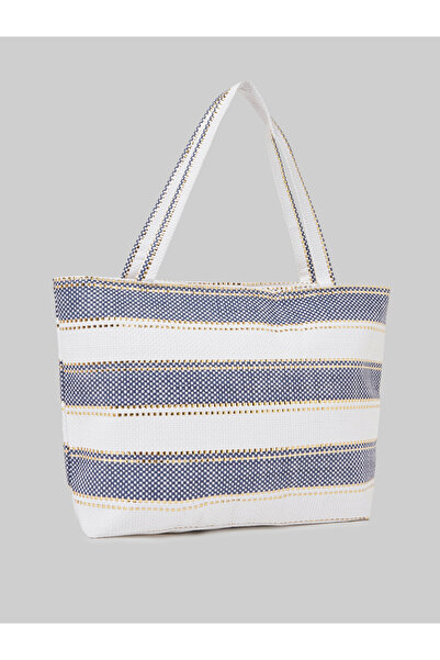 Styli Striped Woven Beach Tote Bag