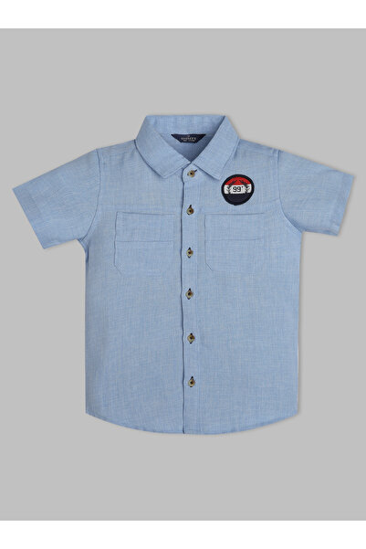 INFINITY By Styli Kids Blue Cotton Short Sleeves Shirt