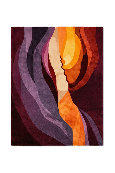 Rugs Modern Halı SDT Modern Dalga Desenli Antrasit Mor Kırmızı Dokuma Taban D...