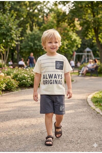 FURKYY Boys' Summer Top and Bottom Set with Shorts