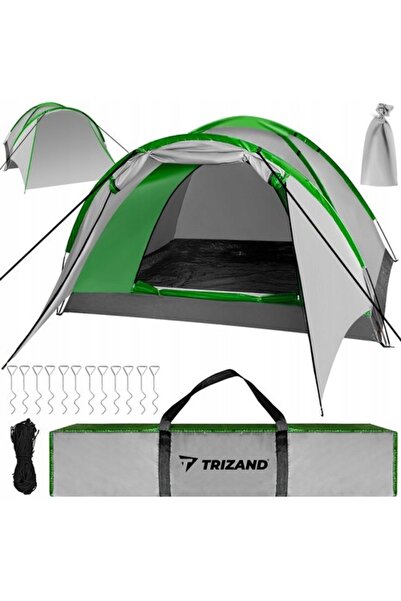 Trizand Cort de camping impermeabil pentru 4 persoane cu verandă și plasă de ...