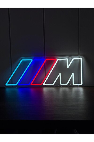 Poznan Lighting M Logo Neon LED Tabela Renkli Işıklı Duvar Dekoru Garaj Oto G...
