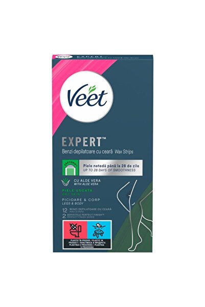 SOHO Gel, Veet Body Hair Removal Wax Strips 12 pcs Easy, All Leather Types,