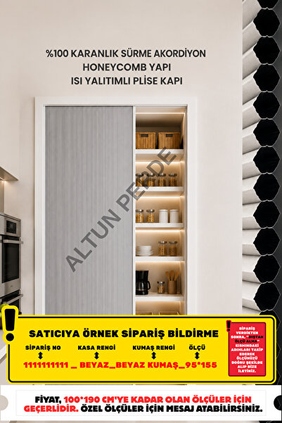 D&Y GAUDERY PLİSE AKORDİYON SÜRME KAPI PLİSE PERDE %100 BLACKOUT HONEYCOMB IS...
