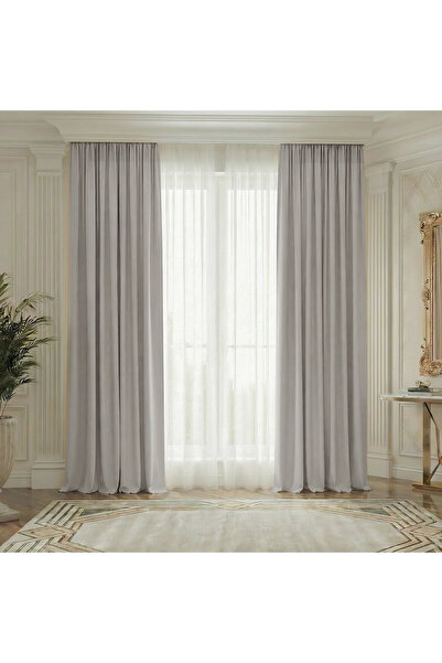 ArasyaHome YEMEN 80% Blackout Thick Texture Drapery Curtain Light Grey