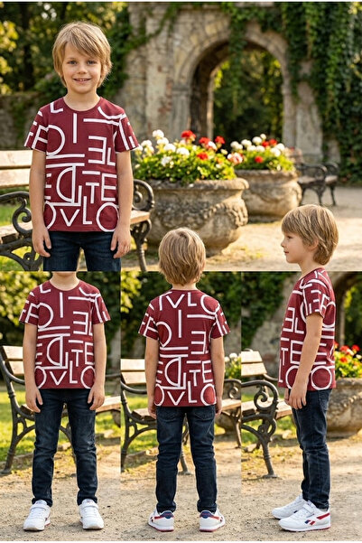meyastore Boy's T-Shirt with Letter Print