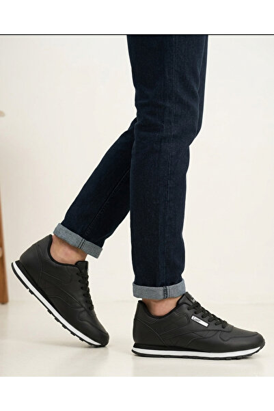 NHA 03908 Black and White Leather Daily Comfortable Orthopedic Sports Shoes