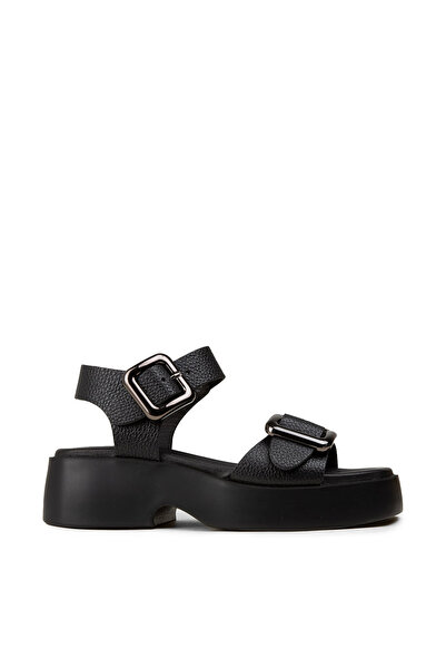 Deery Women's Black Genuine Leather Sandals