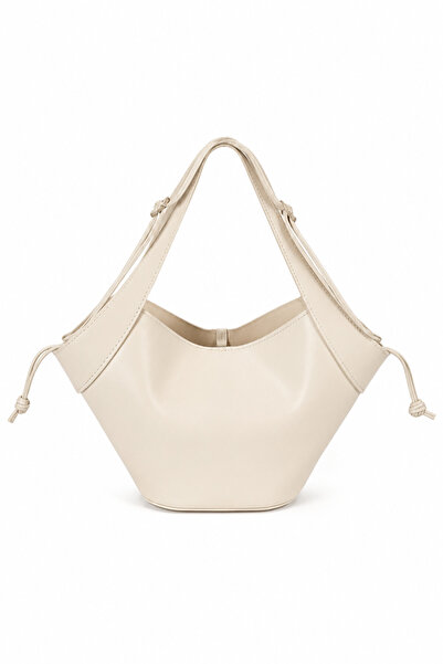Çantacımstore Women's Bucket Double Handle Medium Size Bag Cream