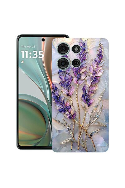 bestcase Θήκη TPU Υπέρλεπτη Συμβατή με Motorola Edge 50 Pro, Φλοράλ - Χρυσή Ο...