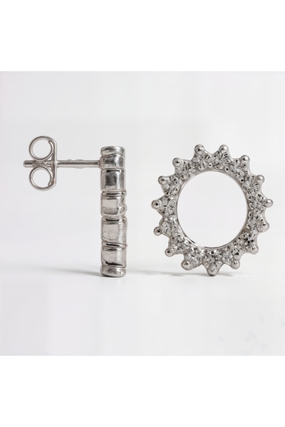 Oria Jewelry Cercei din argint 925 rotunzi zirconia