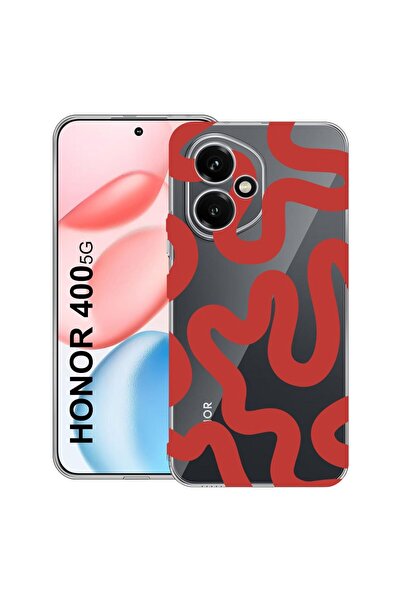bestcase ¬Æ Husa Clear Silicon pentru Honor 400, Red Abstract Line, 2036423 T...