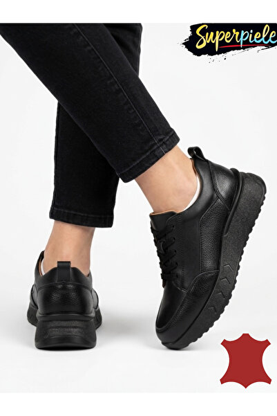 ANGEL BLUE Fashionable women's Genuine Leather sneakers with laces