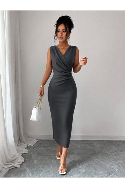 Wear Up Rochie scurtă din crep importat, cu mâneci scurte, guler Hakim și det...