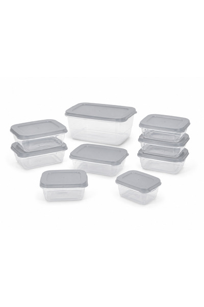 OEM Set of 11 Transparent Casseroles with Grey Lids, 6 Different Sizes