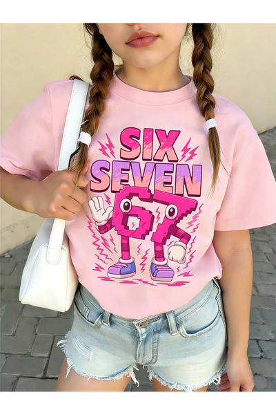 genosha "SIX SEVEN" Tricou colorat cu imprimeu de desene animate cu numerele ...
