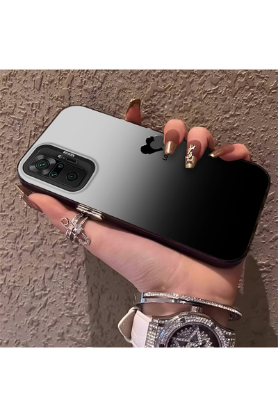 SLIMFELT Redmi Note 10 Pro Uyumlu Siyah Gümüş Geçişli Kalp Kılıf, Sevimli Coo...