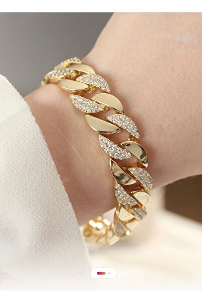 Accessories VIP Seri Zirkon Taşlı Gurmet Bileklik – Gold Renk Işıltılı Kadın Bileklik