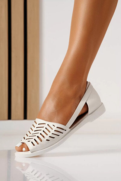 Zaira Women's white low-heeled Sandals made of eco- Leather Nevara #25283 - 41