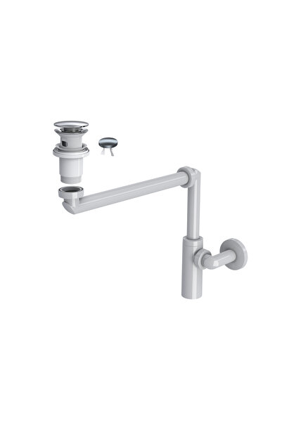 SUERA LUNA Yer Tasarruflu Lavabo Sifonu + Felix Pop-Up Set (Paslanmaz - Taşma...