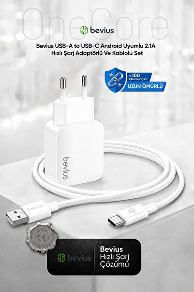 Divex Bevius USB-A to USB-C Android Uyumlu Hızlı Şarj Adaptörü Ve Kablo Seti