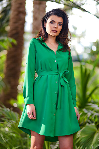 Awama Rochie A568, Awama, Poliester, Verde, M INTL