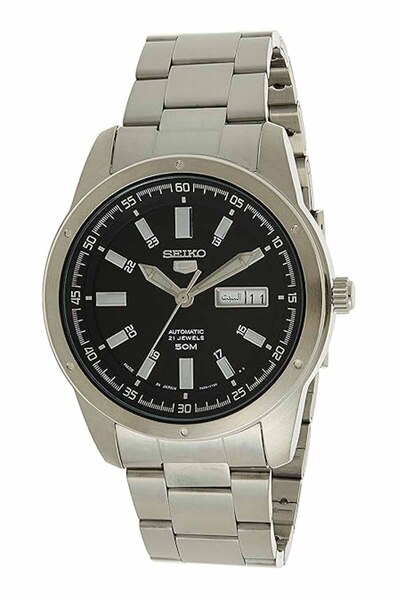 Seiko 5 ساعة رجالية أوتوماتيكية بـ 21 جوهرة، صناعة يابانية SNKN13J1