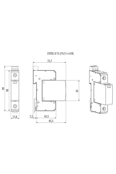 Eti protecție la supratensiune etitec d t3 275/3 1+0 002440417