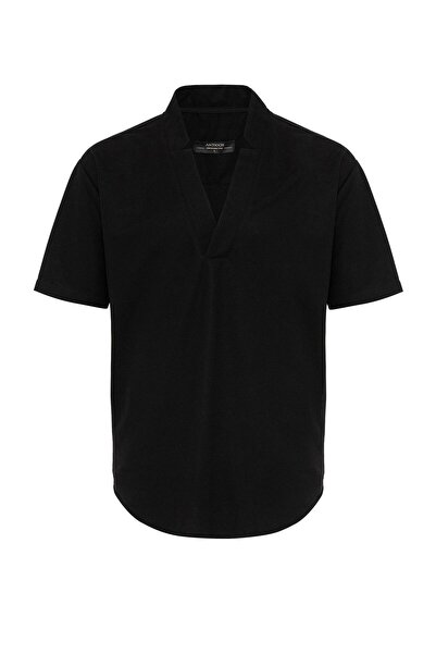 S13 Store Regular Fit V Yaka Kısa Kollu Erkek Gömlek