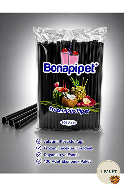 HORECA BRAND Siyaz Düz Pipet - 7 x 220 mm - 100 Adetli Paket