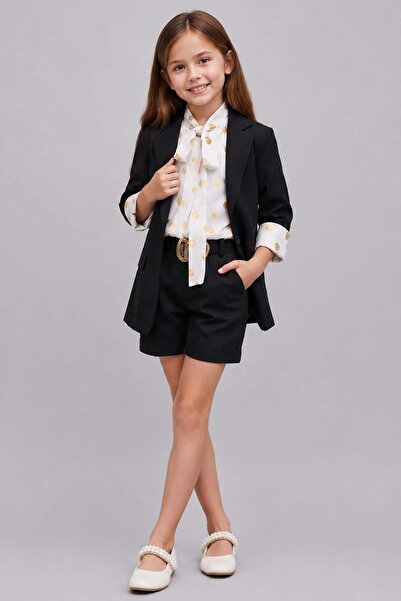 Riccotarz Girl's Polka Dot Sleeveless Chiffon Blouse with Tie Collar Detail a...