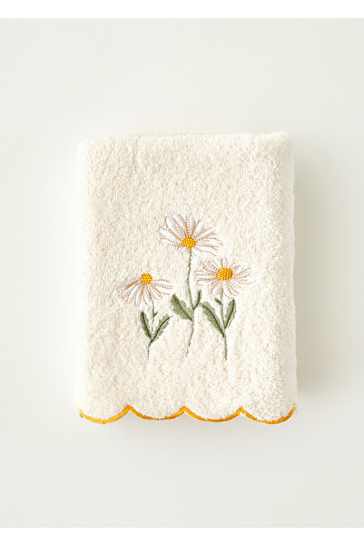 Bella Maison Daisy Scallop Kenar Yüz Havlusu Bej (50x90 cm)