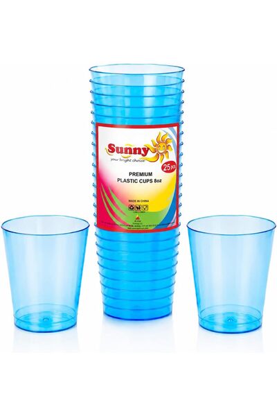 Sunny Your Bright choice Sunny Colored Reusable Plastic Cups 8oz – 25 PCS Tra...