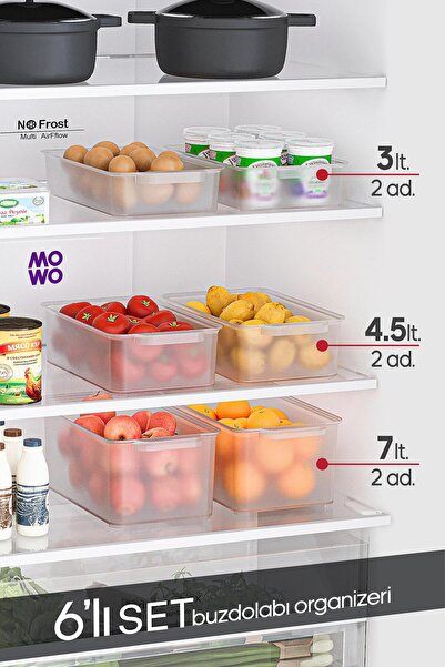 Mowo Home Set of 6 Refrigerator Organizers, Kitchen Organizer, Bathroom Organ...