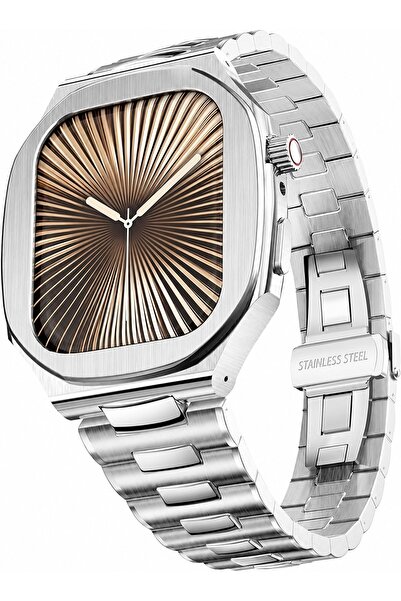 Alstrap Apple Watch 11 10 serisi 46mm ile Uyumlu 316L Paslanmaz Çelik Kasa Me...